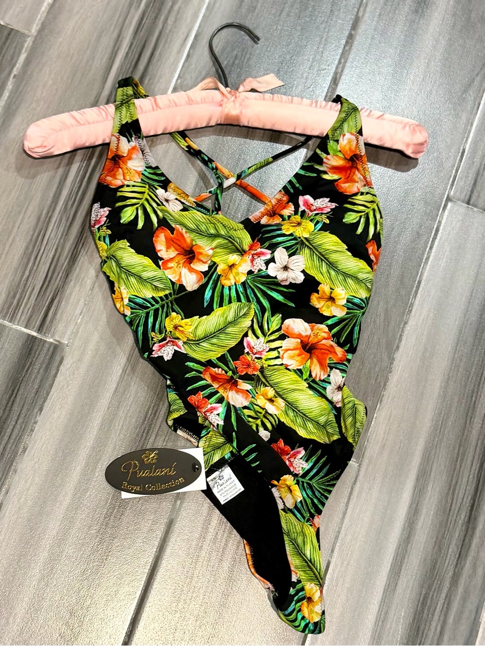 Pulani Tropical Floral One-Piece Swimsuit - Black